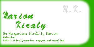 marion kiraly business card